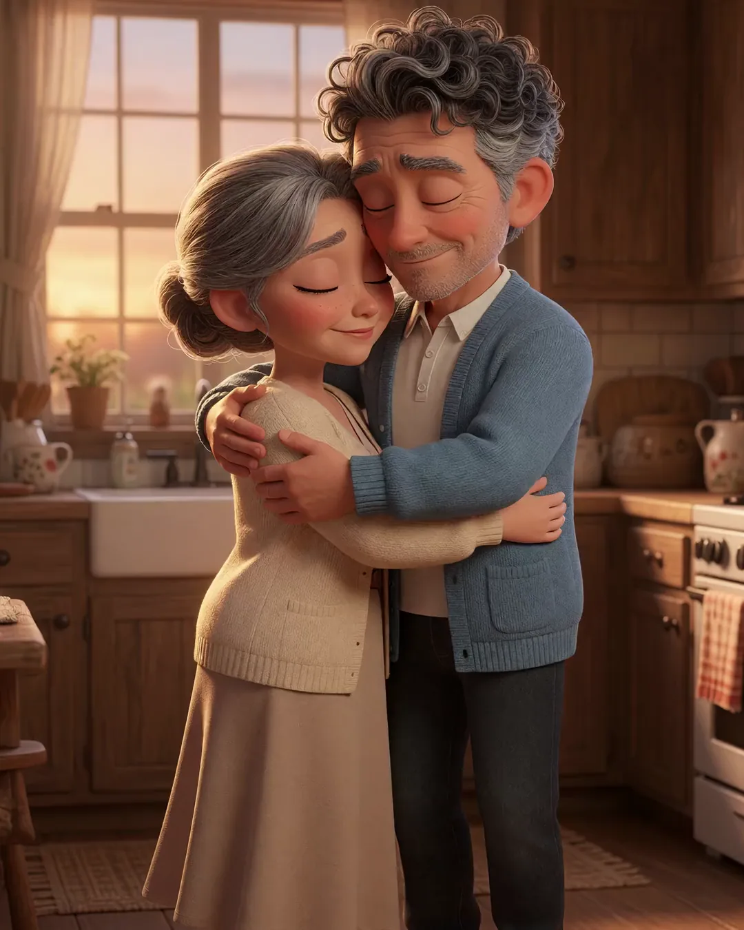 Young couple standing together in their kitchen in the Poor Baby Country Luvin story