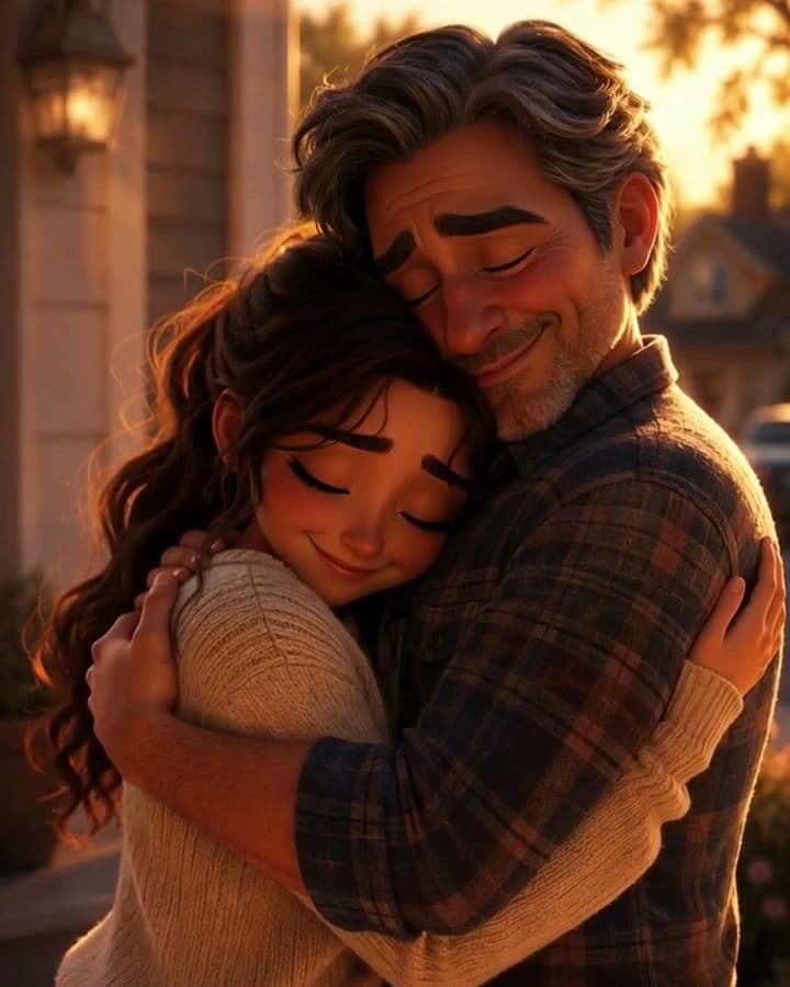 Next Right Thing hero scene: a father and daughter reunited in a warm embrace
